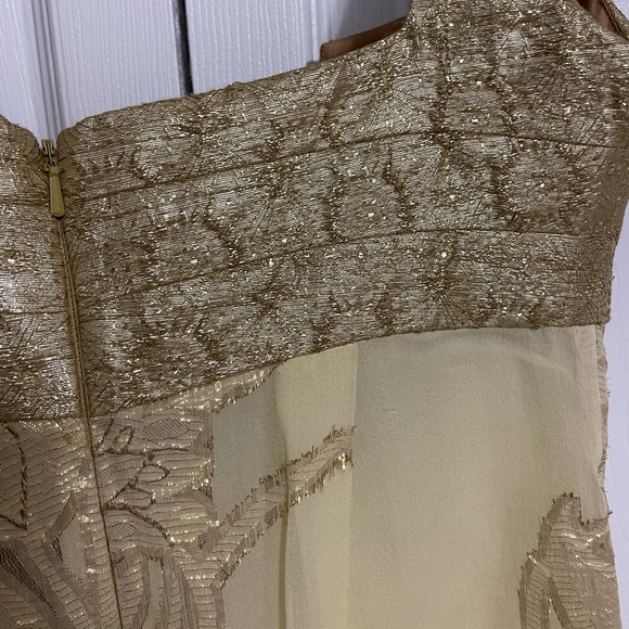 Vintage NICOLE MILLER Baby Doll Empire Waist Gold Silk Dress Size 6 - Picture 8 of 8